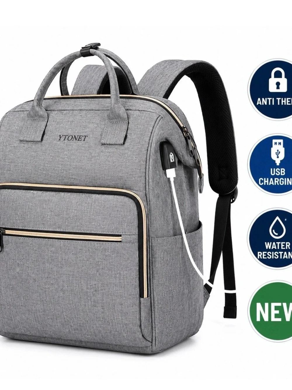 Laptop Backpack 15.6” USB Charging Anti Theft Travel Work School Bag